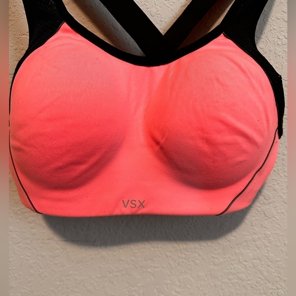 VSX discontinued sports bra in coral, size 34B - Picture 2 of 5